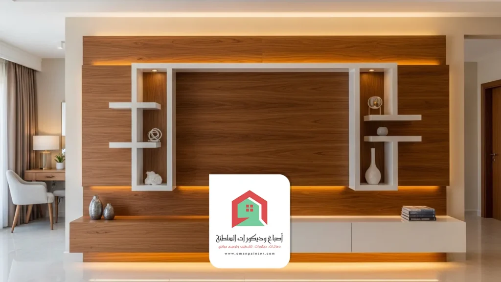 ديكور شاشة خشب من أعمالنا في المعبيلية