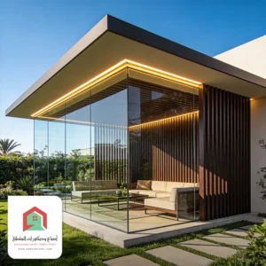 غرف زجاجية مع ستائر كهربائية